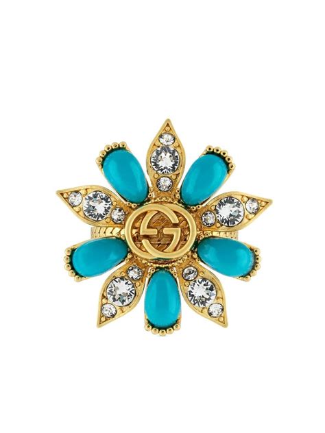 gucci flower tuquise ring